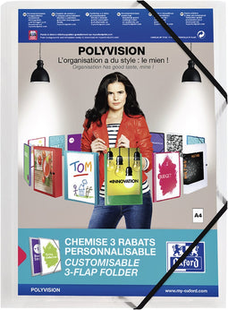 Elastomap Oxford Polyvision A4 met insteektas 3 kleppen PP transparant - 12 stuks