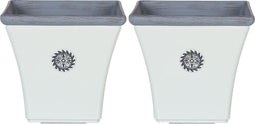 ELATEIA II - Bloempot set van 2 - Wit - 43 cm - Klei-vezelmengsel