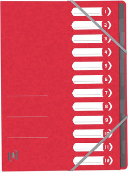 Elba Oxford Top File+ sorteermap, 12 vakken, met elastosluiting, rood
