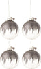 J-Line kerstbal Glitter Mini - glas - transparant/grijs - medium