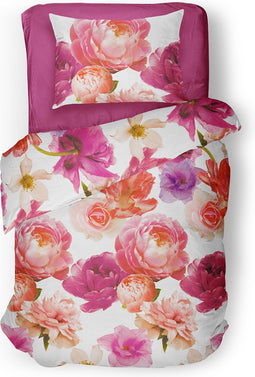 Elegance Dekbedovertrek 140x200/220cm - Bloem - Multi - Eenpersoons - Denier