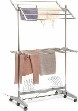 Elektrisch kledingroede met natuurlijke luchtstroom Dryllon InnovaGoods | Elektrisch kledingdroogrek | Droogrekken inklapbaar 12 Stangen | 24 W |