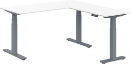 Elektrisch verstelbare zit-sta hoek opstelling Teez breed 180CM diep 160CM bladkleur Havanna framekleur Aluminium (RAL9006) | NEN-EN527|TÜV Rheinland | Links