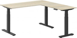 Elektrisch verstelbare zit-sta hoek opstelling Teez breed 180CM diep 160CM bladkleur Licht Eiken framekleur Aluminium (RAL9006) | NEN-EN527|TÜV Rheinland | Rechts