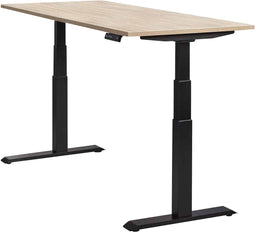 Elektrisch verstelbare zit/sta werkplek Basic breed 160CM diep 80CM bladkleur Havanna framekleur Wit (RAL9010)