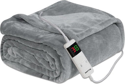 Elektrische Deken - Lichtgrijs - Elektrische Deken 2 Persoons - Warmtedeken - Elektrische Bovendeken
