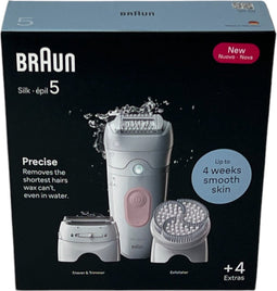 Elektrische epilator - BRAUN - Silk-épil 5 - Gemakkelijk ontharen - Langdurig zachte huid - 5-060 - Wit / Roze