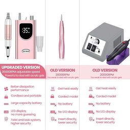 elektrische nagelknipper 35000 tpm, oplaadbare gelnagelknipper, nagellak, manicureset, elektrische nagelvijl met nagelbits, instelbare snelheid en richting, roze goud