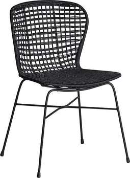 ELFROS - Eetkamerstoel - Zwart - Rotan