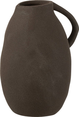 J-Line vaas Kruik - keramiek - zwart - medium - Ø 14 cm