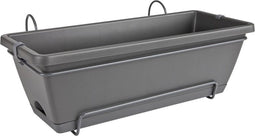 Elho Barcelona Allin1 50 - Balkonbakken met Ophanging - 100% Gerecycled Plastic - L49.5 x B27.5 x H18.5 cm - Antraciet