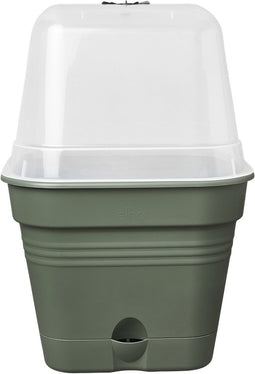 Elho Green Basics Kweekpot Vierkant Allin1 35 - Kweekbak met Deksel - 100% Gerecycled Plastic - Ø 34.6 x H 29.2 cm - Blad Groen