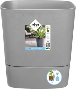 Elho Greensense Aqua Care Vierkant 30 - Bloempot voor Binnen met Waterreservoir - 100% Gerecycled Plastic - Ø 29.5 x H 30.2 cm - Licht beton