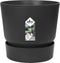 Elho Greenville Rond 18 - Bloempot voor Buiten met Waterreservoir - 100% Gerecycled Plastic - Ø 18.3 x H 17.4 cm - Living black