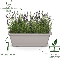 Elho Noa Balkonbak XL - Balkonbak voor Buiten - Waterreservoir - 100% Gerecycled Plastic - L78 x B20 x H17.8 cm - Living black