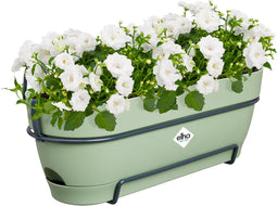 Elho Vibia Campana Balkonbak Allin1 50 - Plantenbak voor Balkon - Ø 50.4 x H 17.7 cm - Pistachegroen