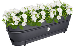 Elho Vibia Campana Balkonbak Allin1 70 - Plantenbak voor Balkon - Ø 70.4 x H 17.7 cm - Antraciet