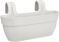 Elho Vibia Campana Easy Hanger L 46 - Balkonbak met Ophanghaken - 100% Gerecycled Plastic - Ø 46.0 x H 26.5 cm - Zijdewit