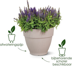 Elho Vibia Campana Rond 47 - Bloempot voor Buiten met Afwateringsgaten - 100% Gerecycled Plastic - Ø 47.0 x H 40.4 cm - Saliegroen