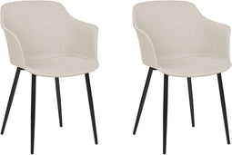 ELIM - Eetkamerstoel set van 2 - Lichtbeige - Polyester