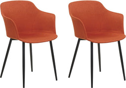 ELIM - Eetkamerstoel set van 2 - Oranje - Polyester