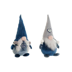 Kerstversiering DKD Home Decor Blauw Wit Grijs Kabouter 13 x 12 x 35 cm (2 Stuks)