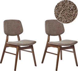 ELLA - Eetkamerstoel set van 2 - Taupe - Donker hout/Bouclé