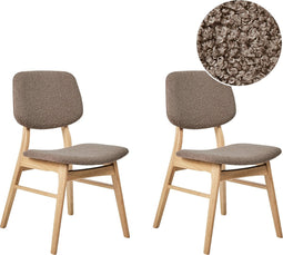 ELLA - Eetkamerstoel set van 2 - Taupe - Licht hout/Bouclé