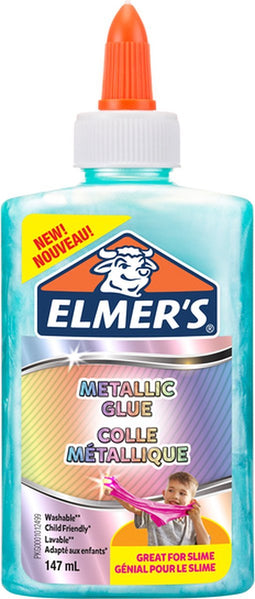 Elmer’s metallic PVA-lijm | Turkoois | 147 ml | uitwasbaar en kindvriendelijk | geweldig voor het maken van slijm en om te knutselen