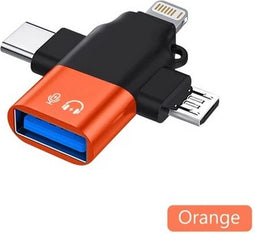 Elough 3 In 1 - Usb3.0 - Data Reader / Transfer Micro/Type C/Bliksem Converter Voor Usb Disk Mouse - Smart Cardreader Voor Iphone Samsung Tablet Ipad - Oranje