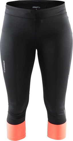 Craft Devotion Hardloop Capri Dames Hardloopbroek - Maat S - Vrouwen - zwart/roze