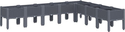 vidaXL - Plantenbak - met - poten - 200x160x42 - cm - polypropeen - grijs