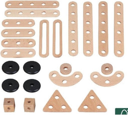 Mamamemo - Constructieset Hout 24-delig - Houten speelgoed