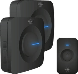 ELRO DB3000 Draadloze Deurbel Set – met 2x Ontvanger op batterij - Bereik 300 meter - IP65 Waterdicht - 64 Melodieën - Zwart