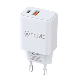 Muvit for Change - Oplader - 20 W Quick Charge 3.0 - Wit