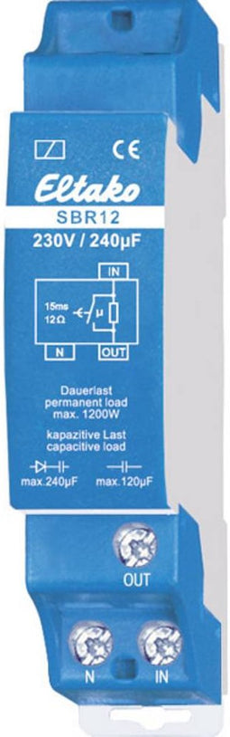 Eltako 22100430 Stroombegrenzing relais capacitief 230 V/240 microfarad. 1 NO-contact 16 A/250 V AC Blauw