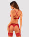 Lacelove Romantische set met jarretelgordel - Rood