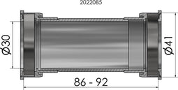 Elvedes Press Fit Bb86/92 41mm Trapaslagers Zilver 30 mm / 86-92 mm