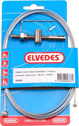 Elvedes Scooter rem binnenkabel 2500mm verzinkt Ø1,8 V-nippel en T-nippel