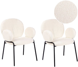 ELY - Eetkamerstoel set van 2 - Wit - Bouclé
