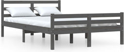 vidaXL - Bedframe - massief - hout - grijs - 150x200 - cm