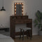 vidaXL - Make-uptafel - met - LED-verlichting - in - Bruin - Eiken, - 79x41x140 - cm