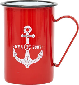 Emaille beker anker rood 8x11,5 - BATELA