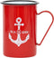 Emaille beker anker rood 8x11,5 - BATELA