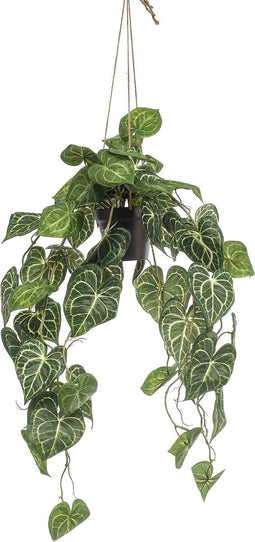 Emerald - Kunst Hangplant in pot Anthurium 80cm - Kunstplanten voor binnen