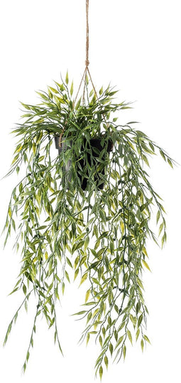 Emerald - Kunst Hangplant in pot Bamboe 50cm - Kunstplanten voor binnen