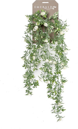 Emerald - Kunst Hangplant Roos Mini wit 75cm - Kunstplanten voor binnen