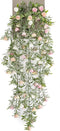 Emerald - Kunst Hangplant Roos Mini wit/roze 75cm - Kunstplanten voor binnen