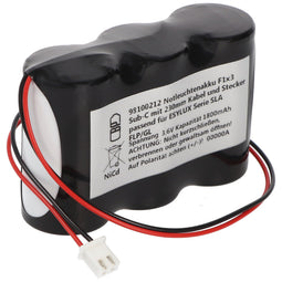 Emergency light battery NiCd 3.6V 1800mAh F1x3 Sub-C with 230mm cable and plug suitable for ESYLUX s