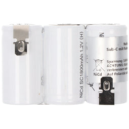 Emergency light battery NiCd 3.6V 1800mAh F1x3 Sub-C with Faston connection